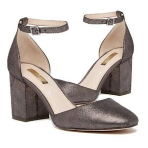 LOUISE ET CIE Idina Metallic Leather Block Heel